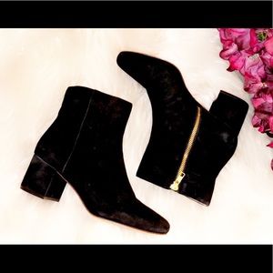 J.CREW Black Velvet Suede Ankle Bootie